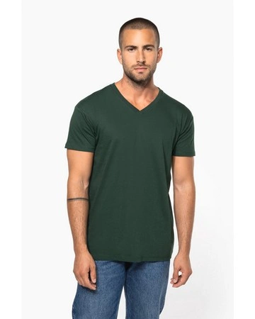 Camiseta bio algodón orgánico cuello pico 140gsm