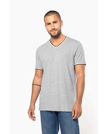 Camiseta piqué cuello pico algodón premium 170gsm
