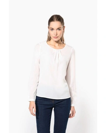 Blusa crepe mujer manga larga fluida 85gsm