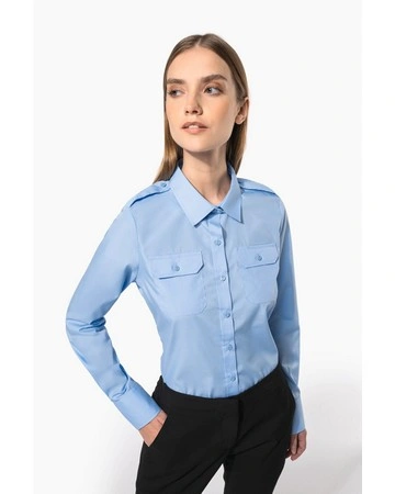 Camisa piloto mujer manga larga fácil cuidado 115gsm