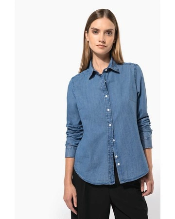 Camisa mujer denim algodón única 160gsm