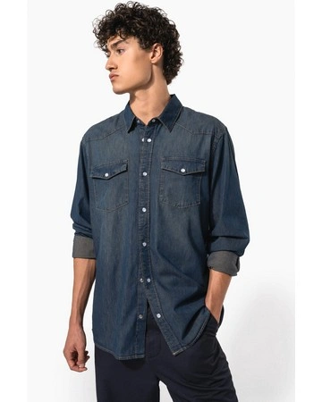 Camisa denim manga larga 100% algodón vintage 150gsm