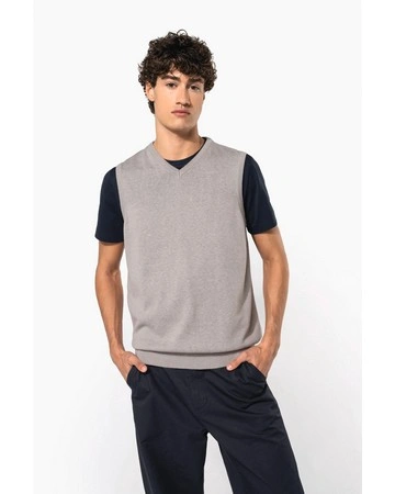 Jersey cuello pico sin mangas algodón cómodo 400gsm