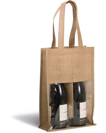 Bolsa yute botellas doble panel transparente 330gsm