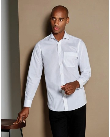 Camisa popelina bolsillo interior fácil planchado 105gsm