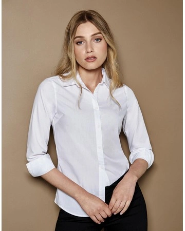 Camisa mujer manga larga popelina entallada fácil planchado 105gsm