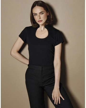 Abrigo camiseta escotada cuello mandarin suave 200gsm