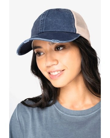 Gorra trucker desgastada algodón orgánico 280gsm