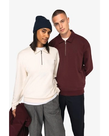 Sudadera cremallera cuello polo sostenible 300gsm