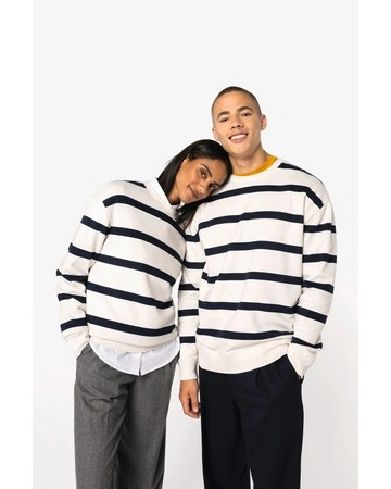 Sudadera rayas hombros caídos algodón orgánico 300gsm