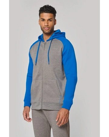 Chaqueta bicolor cremallera capucha cómoda 280gsm