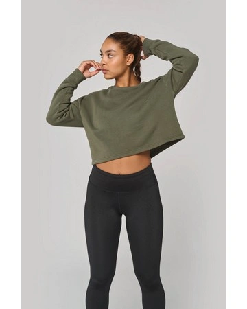 Sudadera crop manga larga mujer suave y cómoda 270gsm