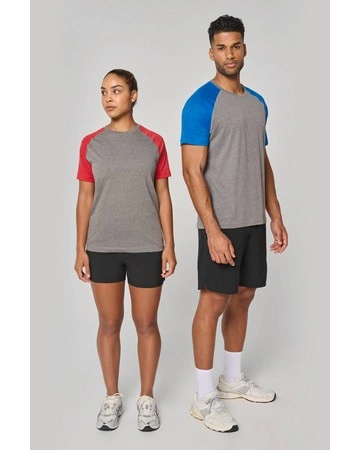 Camiseta bicolor triblend manga corta cómoda 130gsm