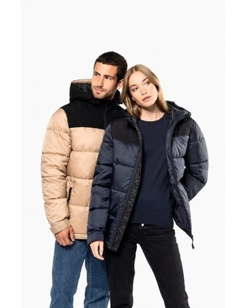 COMPRAR PARKA ACOLCHADA BICOLOR CON CAPUCHA UNISEX REF K6163