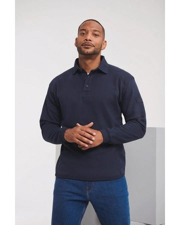 Sudadera heavy duty cuello polo antimanchas 300gsm