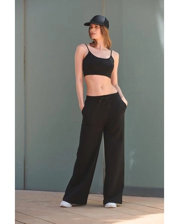 Pantalón mujer algodón sostenible pierna ancha 260gsm
