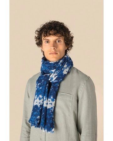 Fular lana estampado floral artesanal 90gsm