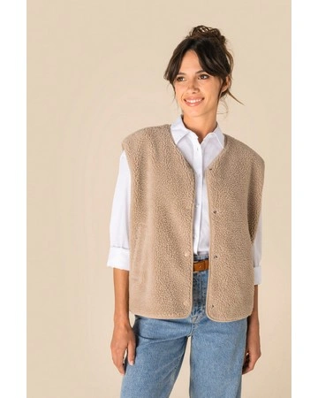 Chaleco sherpa mujer oversize cómodo 340gsm