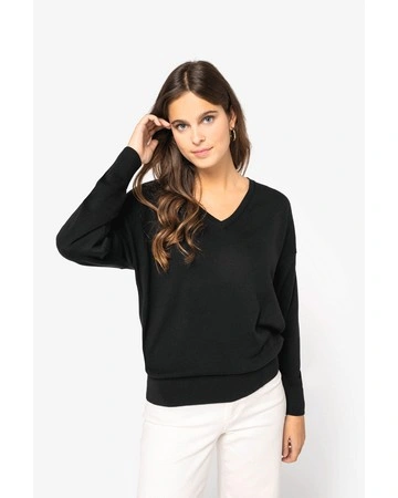 Jersey mujer cuello pico lyocell algodón 250gsm