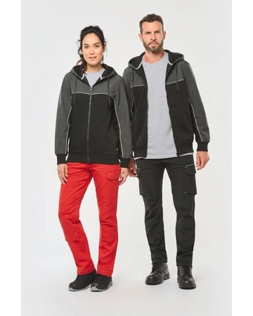 Chaqueta bicolor con capucha impermeable 300gsm