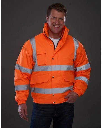 Cazadora bomber flúo seguridad reflectante 190gsm