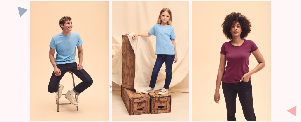 Camisetas fruit of the loom para primavera disponible para niños y adultos. 